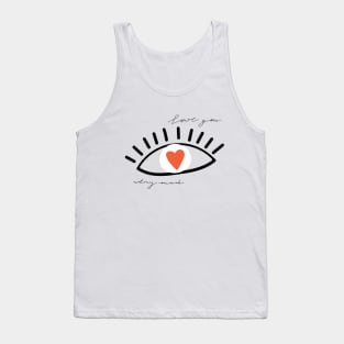 Pattern of eyes in love with heart and lettering. Valentine's day. Tank Top